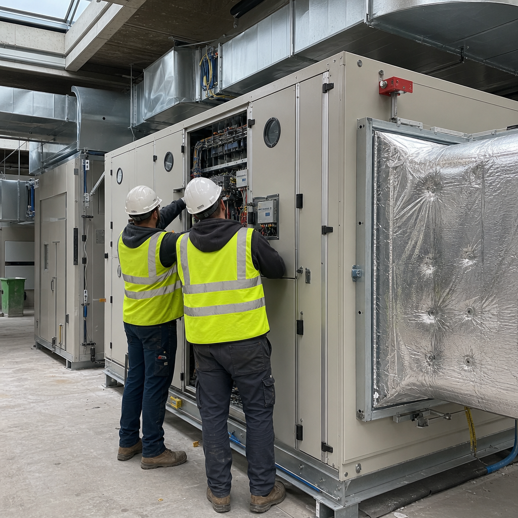 Ductwork commissioning on commercial HVAC installation in Surrey BC